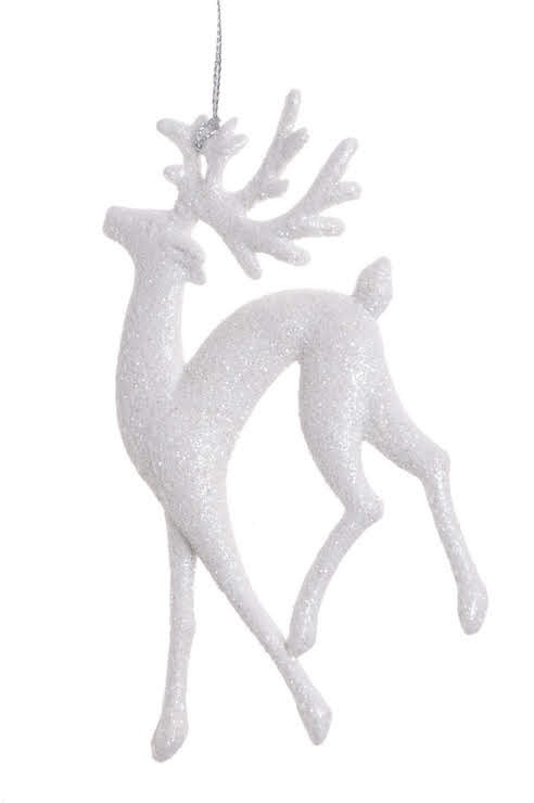 jelen třpytivý na pověšení 14,5 cm - bílá